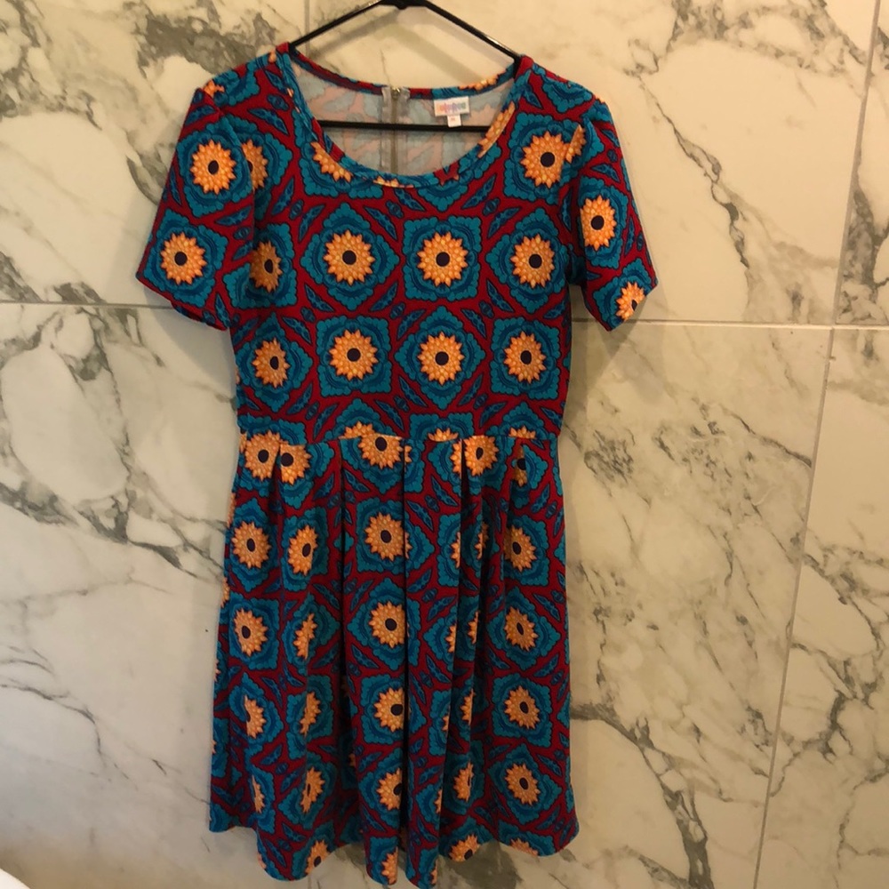 Lularoe Amelia dress, multicolored with pockets